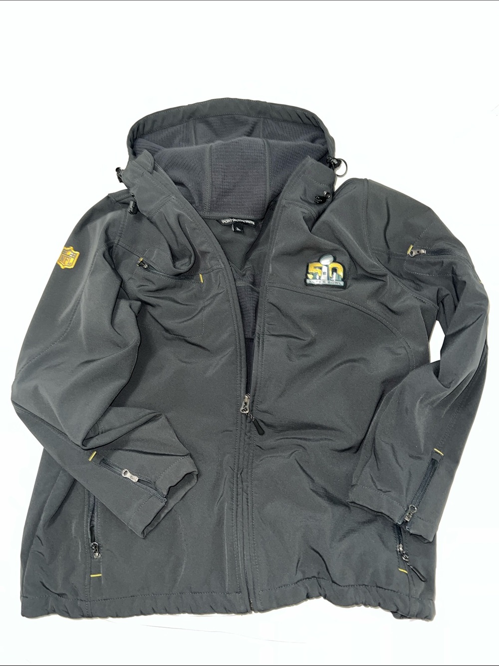 Port Authority Men's Black Softshell Jacket with Super Bowl 50 Patch